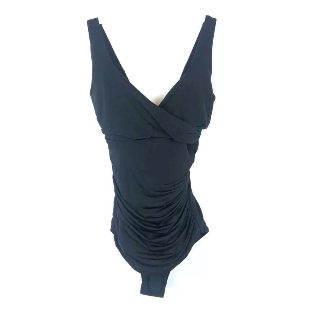 Heidi Klein, Women’s Black Ruched One Piece Swimsuit, Size Small